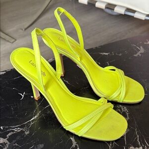 Larroude Yellow Strappy Satin Heels